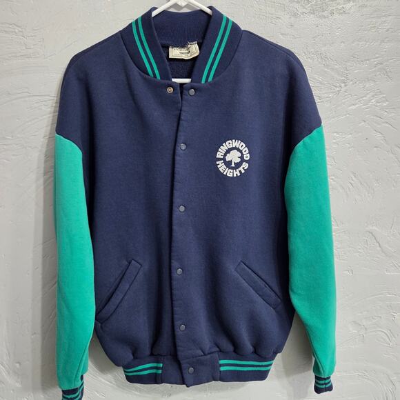 Vintage Australian Made Apparel Blue/Green Button Front Sweatshirt Size M - Picture 1 of 8